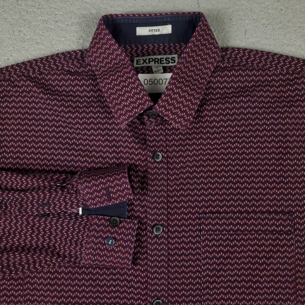 Express Shirt Mens Size Large Purple Casual Button Up Long Sleeve